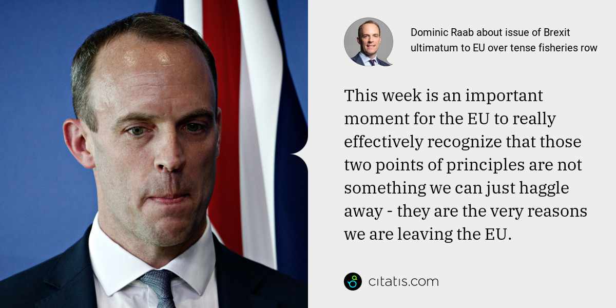Dominic Raab: This week is an important moment for the EU to really effectively recognize that those two points of principles are not something we can just haggle away - they are the very reasons we are leaving the EU.