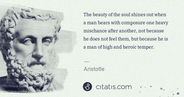 Aristotle: The beauty of the soul shines out when a man bears with ... | Citatis