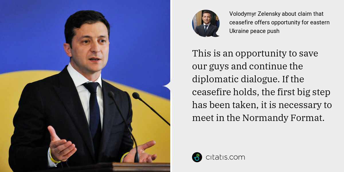 Volodymyr Zelensky: This is an opportunity to save our guys and continue the diplomatic dialogue. If the ceasefire holds, the first big step has been taken, it is necessary to meet in the Normandy Format.