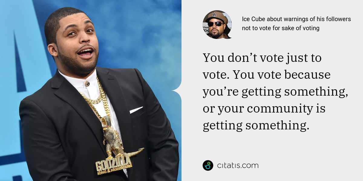 Ice Cube: You don’t vote just to vote. You vote because you’re getting something, or your community is getting something.