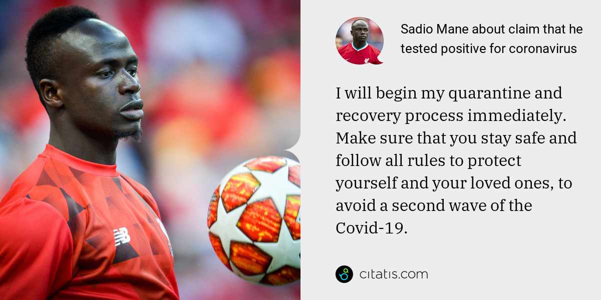 Sadio Mane about claim that he tested positive for coronavirus