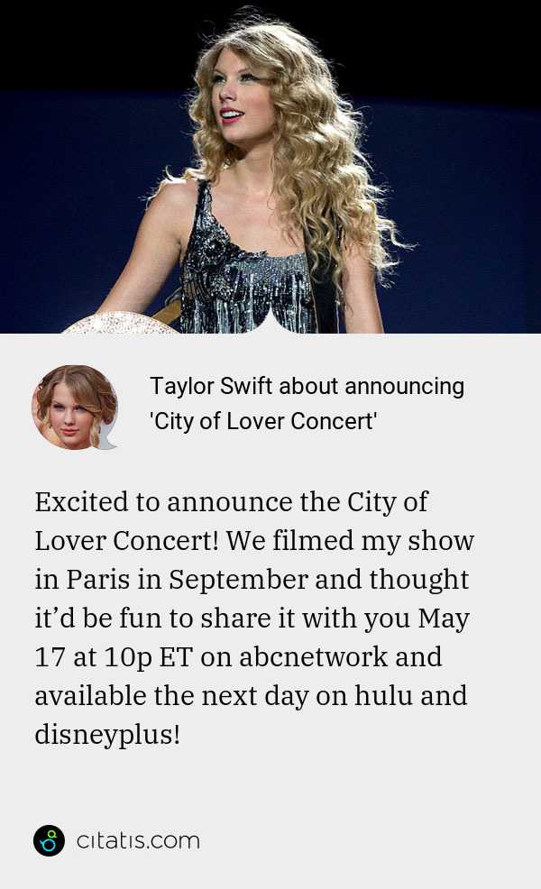 Taylor Swift About Announcing City Of Lover Concert Citatis News