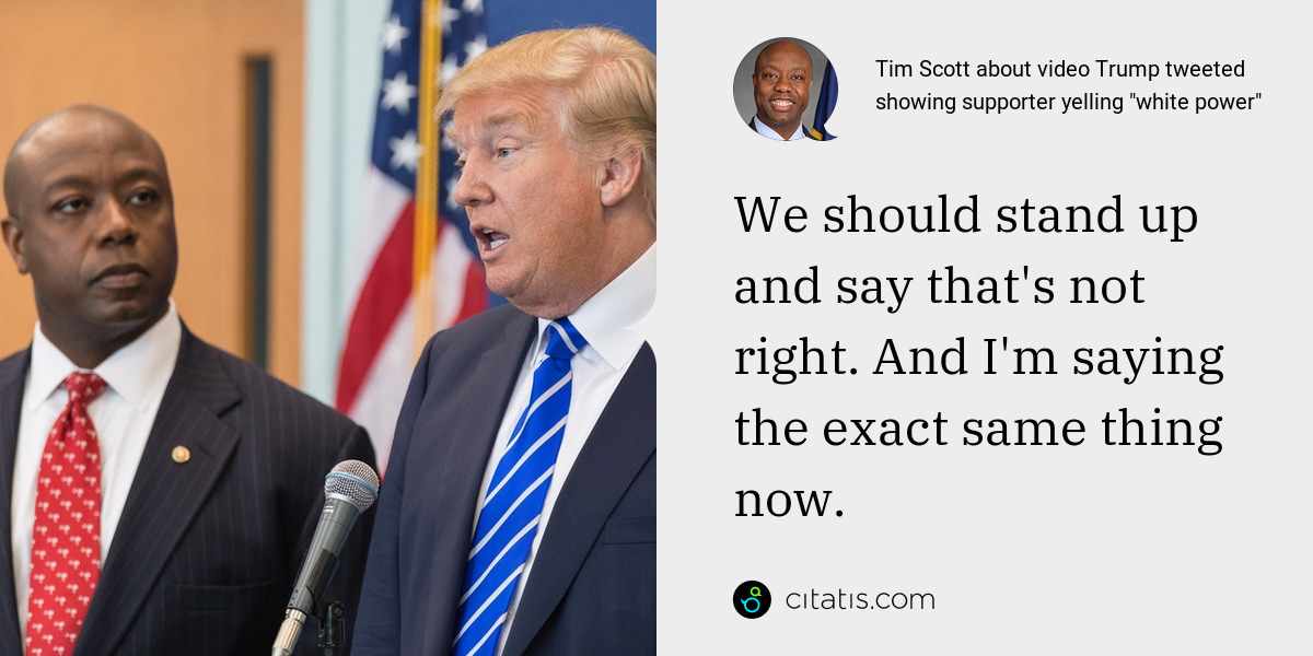 Tim Scott About Video Trump Tweeted Showing Supporter Yelling White