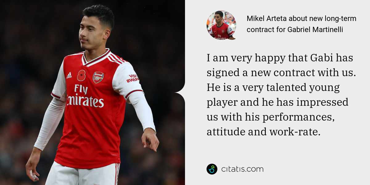 Mikel Arteta: I am very happy that Gabi has signed a new contract with us. He is a very talented young player and he has impressed us with his performances, attitude and work-rate.