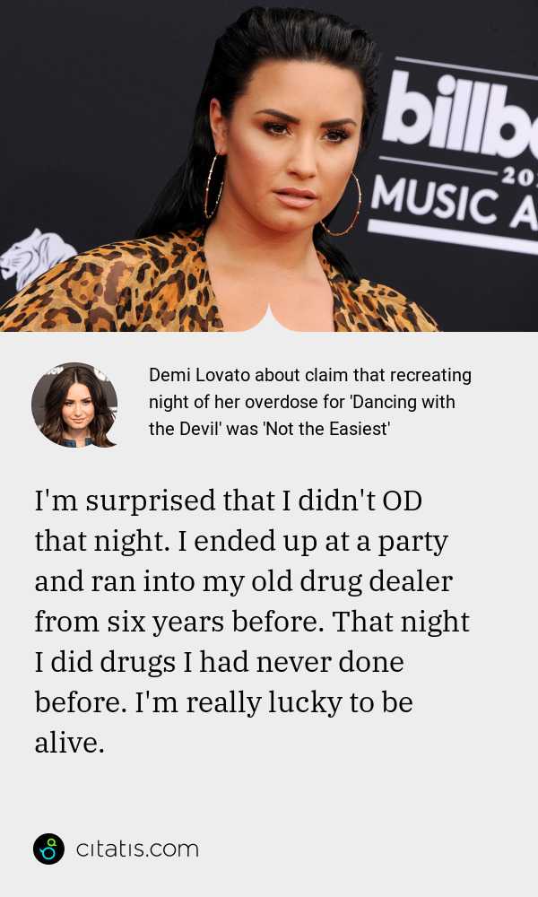 Demi Lovato About Claim That Recreating Night Of Her Overdose For Dancing With The Devil Was Not The Easiest Citatis News