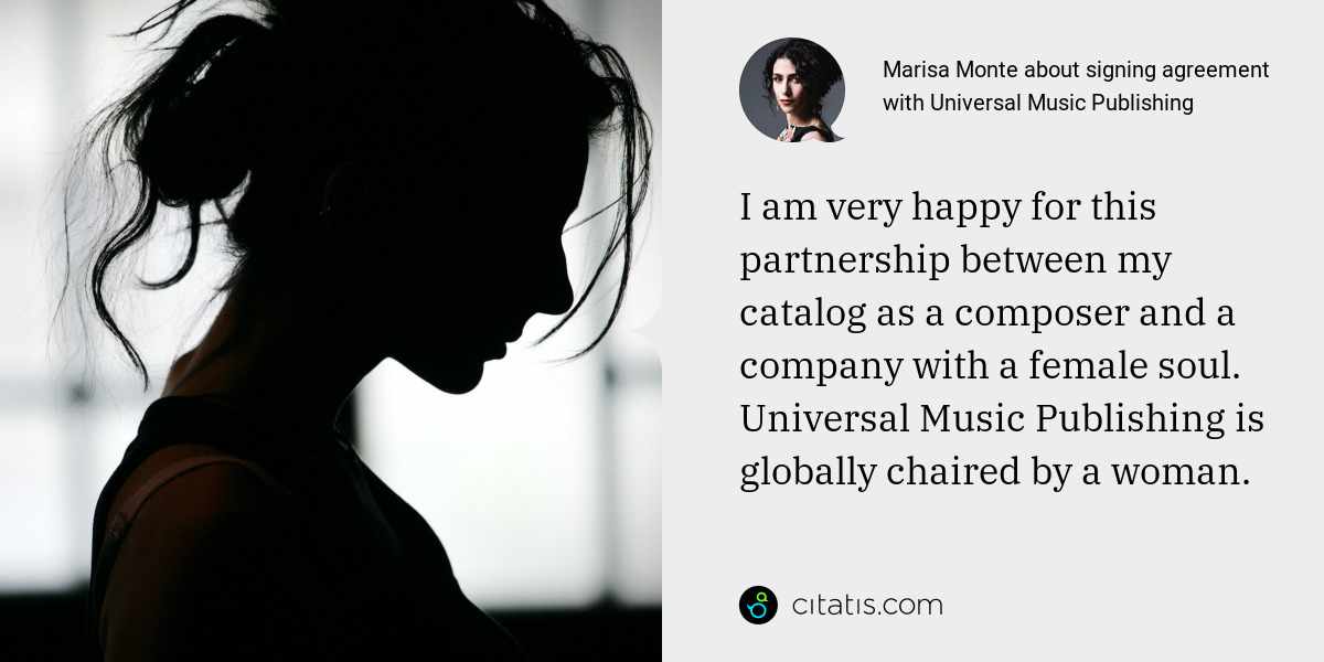 Marisa Monte: I am very happy for this partnership between my catalog as a composer and a company with a female soul. Universal Music Publishing is globally chaired by a woman.