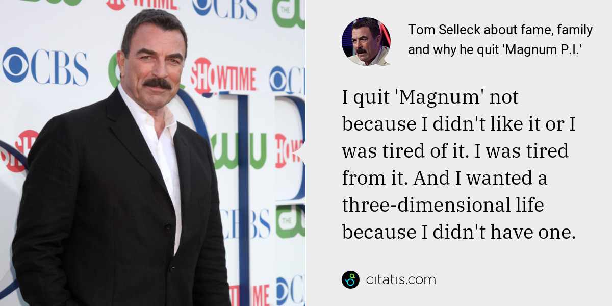 Tom Selleck about fame, family and why he quit 'Magnum P.I.' | Citatis News