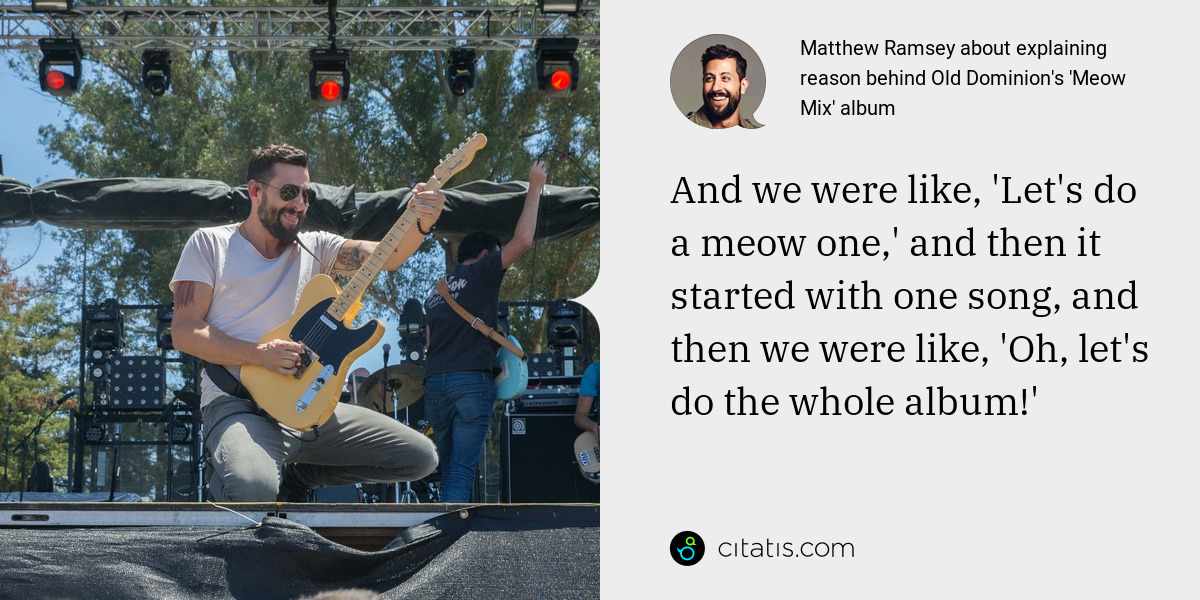 Matthew Ramsey: And we were like, 'Let's do a meow one,' and then it started with one song, and then we were like, 'Oh, let's do the whole album!'