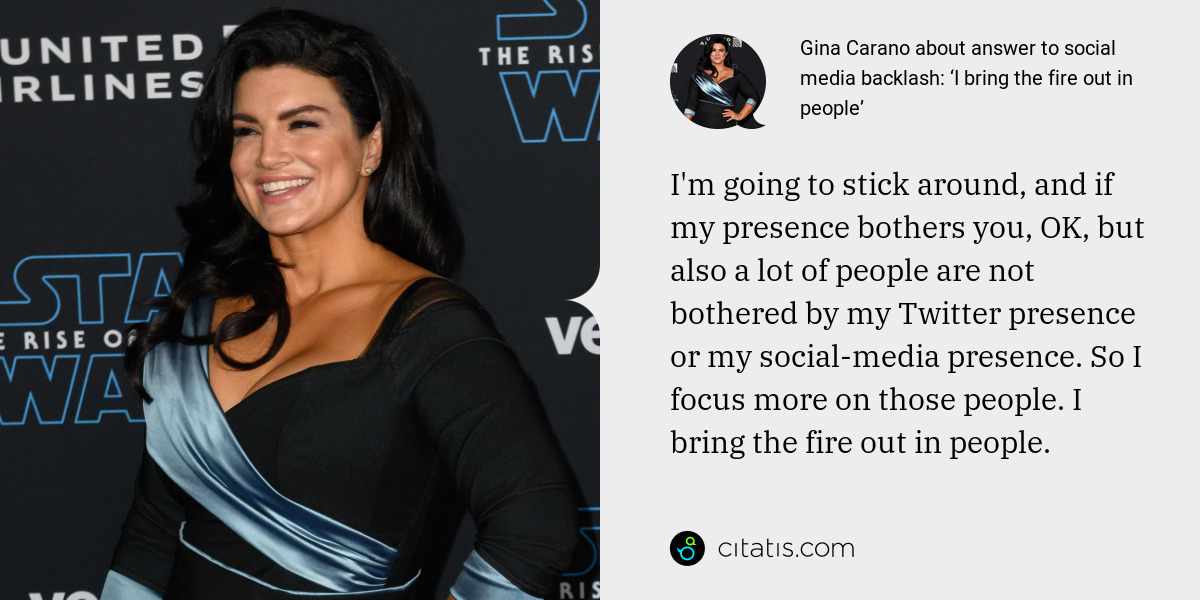 Gina Carano About Answer To Social Media Backlash ‘i Bring The Fire 