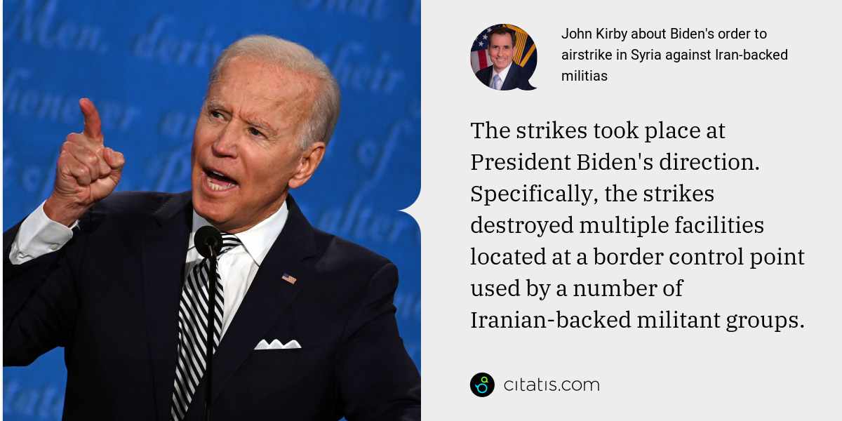 John Kirby about Biden's order to airstrike in Syria against Iran ...