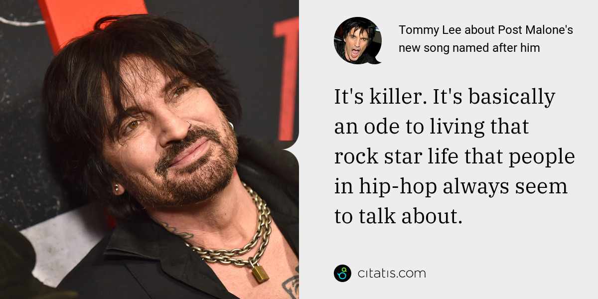 Tommy Lee: It's killer. It's basically an ode to living that rock star life that people in hip-hop always seem to talk about.
