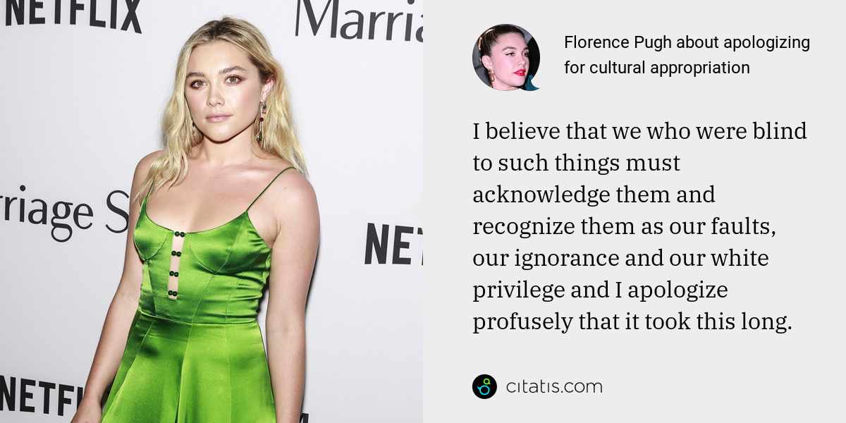 Florence Pugh about apologizing for cultural appropriation | Citatis News