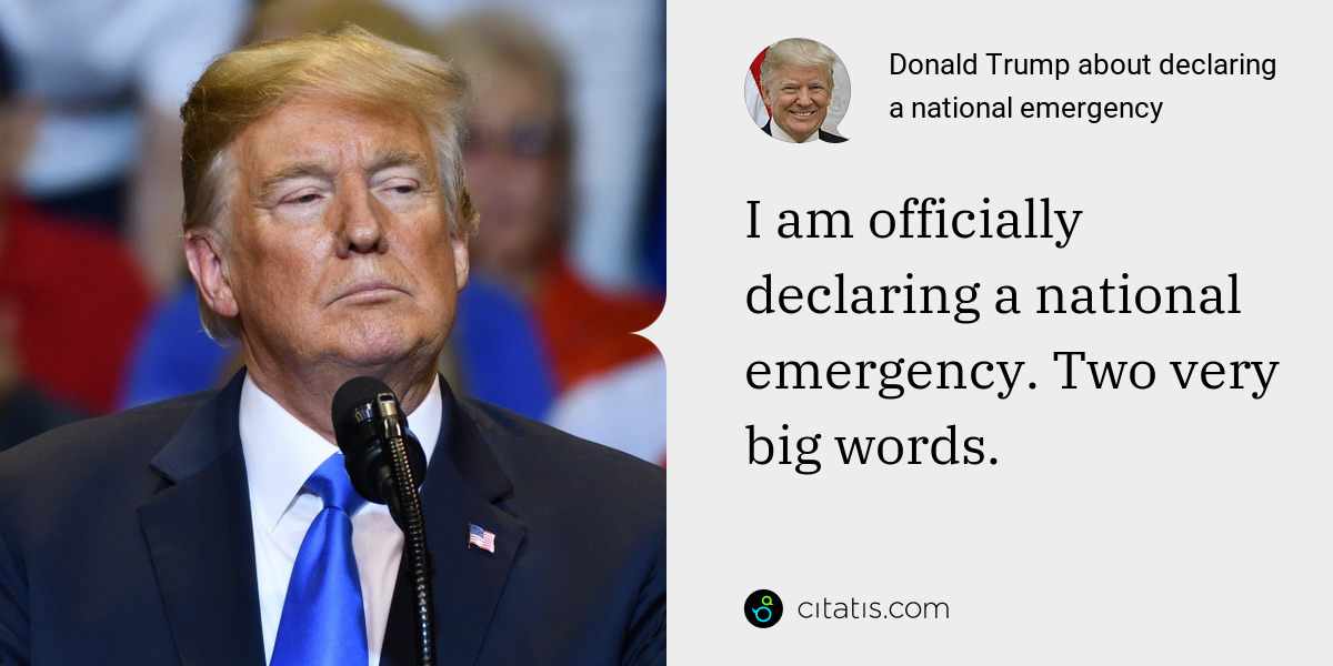 Donald Trump: I am officially declaring a national emergency. Two very big words.