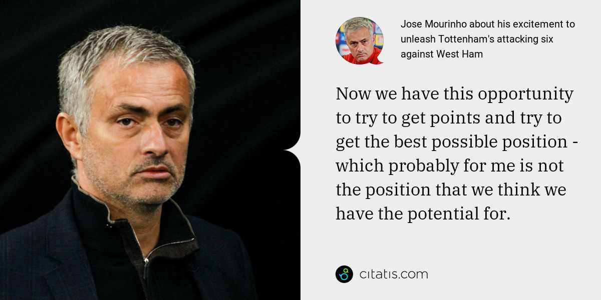 Jose Mourinho: Now we have this opportunity to try to get points and try to get the best possible position - which probably for me is not the position that we think we have the potential for.