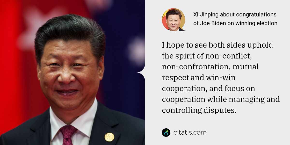 Xi Jinping: I hope to see both sides uphold the spirit of non-conflict, non-confrontation, mutual respect and win-win cooperation, and focus on cooperation while managing and controlling disputes.