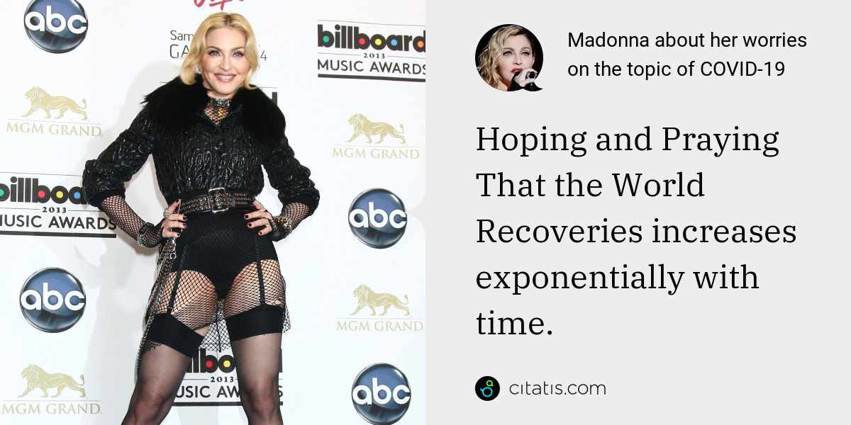 Madonna: Hoping and Praying That the World Recoveries increases exponentially with time.