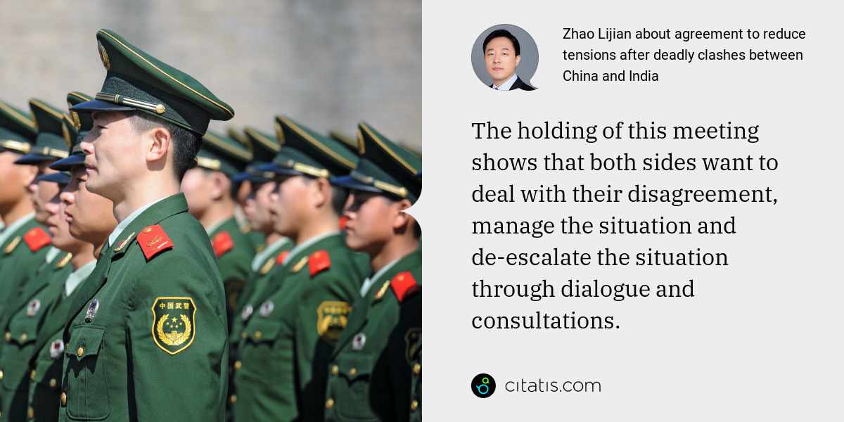 Zhao Lijian: The holding of this meeting shows that both sides want to deal with their disagreement, manage the situation and de-escalate the situation through dialogue and consultations.