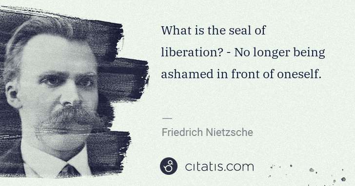 Friedrich Nietzsche: What is the seal of liberation? - No longer being ashamed ... | Citatis