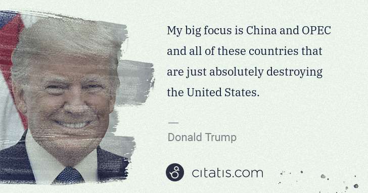 Donald Trump: My big focus is China and OPEC and all of these countries ... | Citatis
