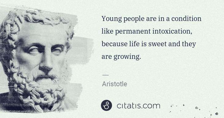 Aristotle: Young people are in a condition like permanent ... | Citatis
