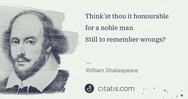 William Shakespeare: Think'st thou it honourable for a noble man
Still to ... | Citatis