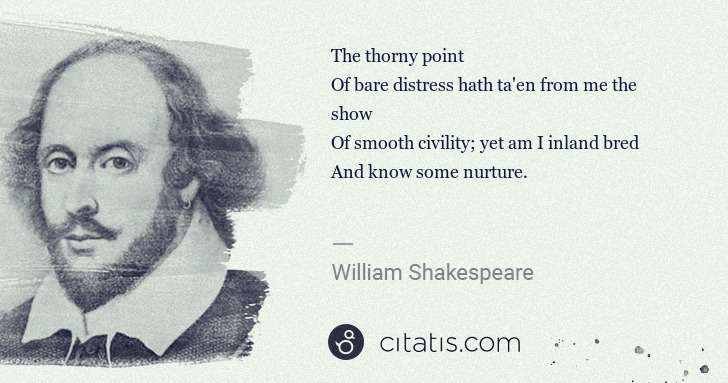 William Shakespeare: The thorny point
Of bare distress hath ta'en from me the ... | Citatis