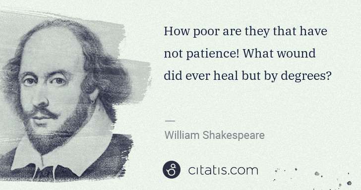 William Shakespeare: How poor are they that have not patience! What wound did ... | Citatis