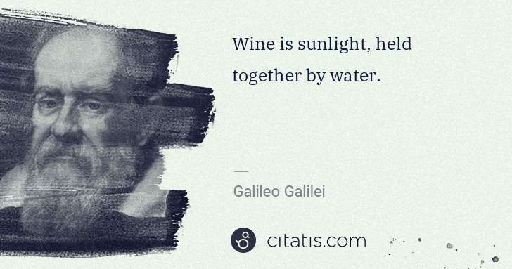 Galileo Galilei: Wine is sunlight, held together by water. | Citatis