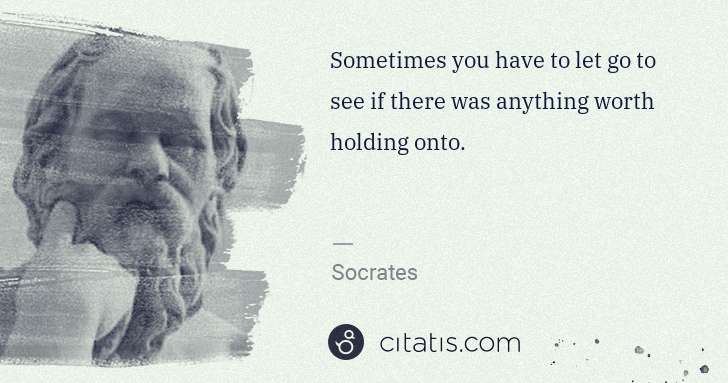 Socrates: Sometimes you have to let go to see if there was anything ... | Citatis