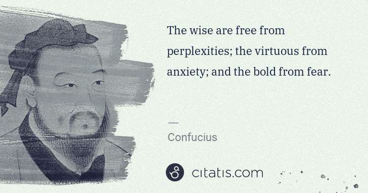 Confucius: The wise are free from perplexities; the virtuous from ... | Citatis