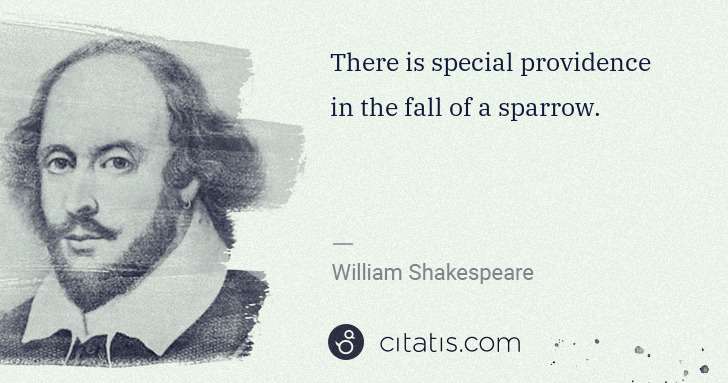 William Shakespeare: There is special providence in the fall of a sparrow. | Citatis