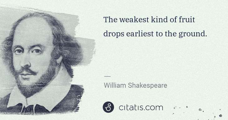 William Shakespeare: The weakest kind of fruit drops earliest to the ground. | Citatis