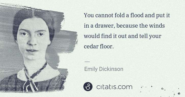 Emily Dickinson: You cannot fold a flood and put it in a drawer, because ... | Citatis