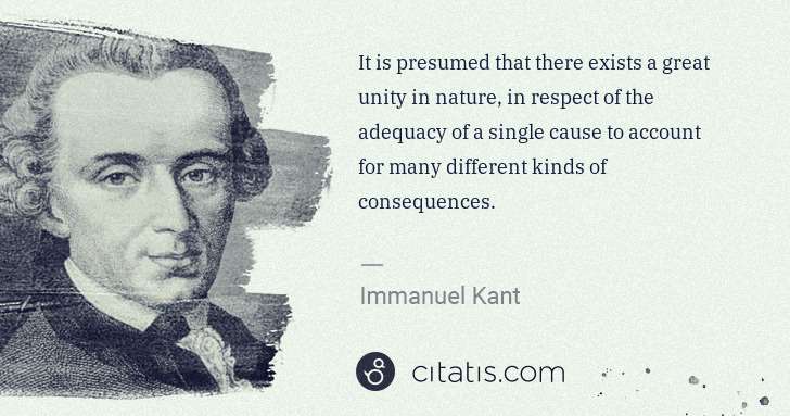 Immanuel Kant: It is presumed that there exists a great unity in nature, ... | Citatis