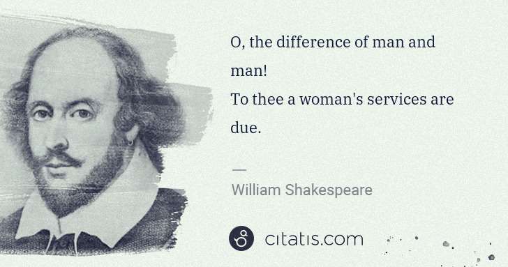 William Shakespeare: O, the difference of man and man!
To thee a woman's ... | Citatis