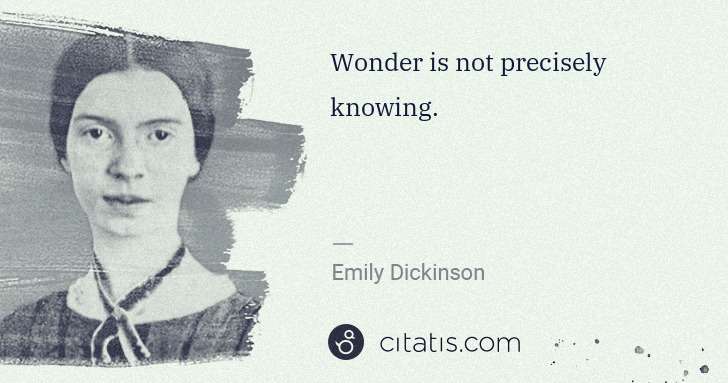 Emily Dickinson: Wonder is not precisely knowing. | Citatis