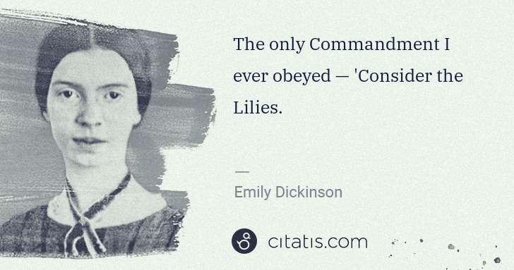 Emily Dickinson: The only Commandment I ever obeyed — 'Consider the Lilies. | Citatis