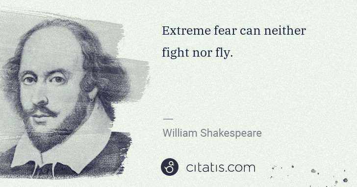 William Shakespeare: Extreme fear can neither fight nor fly. | Citatis