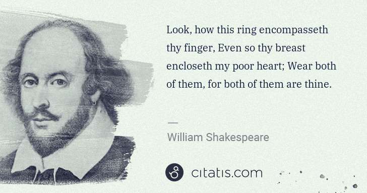 William Shakespeare: Look, how this ring encompasseth thy finger, Even so thy ... | Citatis