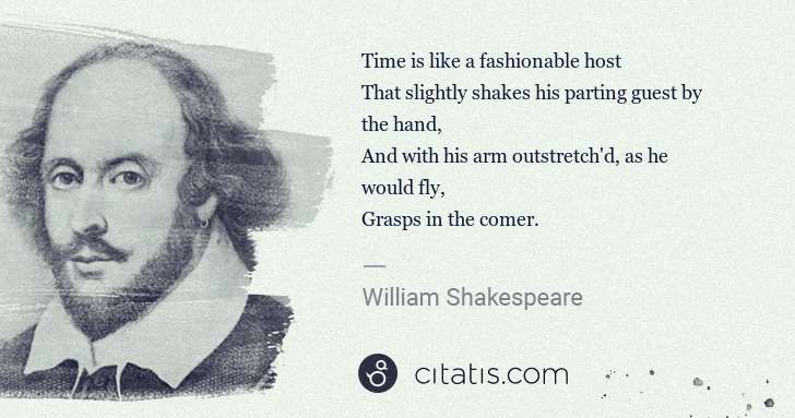 William Shakespeare: Time is like a fashionable host 
That slightly shakes his ... | Citatis