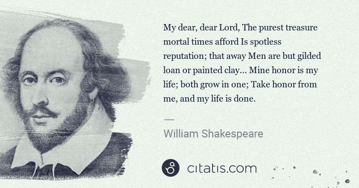 William Shakespeare: My dear, dear Lord, The purest treasure mortal times ... | Citatis