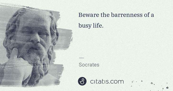 Socrates: Beware the barrenness of a busy life. | Citatis