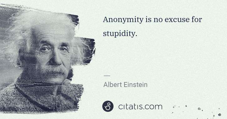 Albert Einstein: Anonymity is no excuse for stupidity. | Citatis