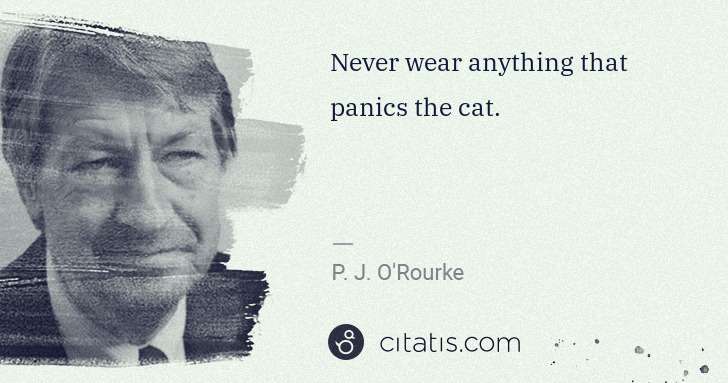 P. J. O'Rourke: Never wear anything that panics the cat. | Citatis