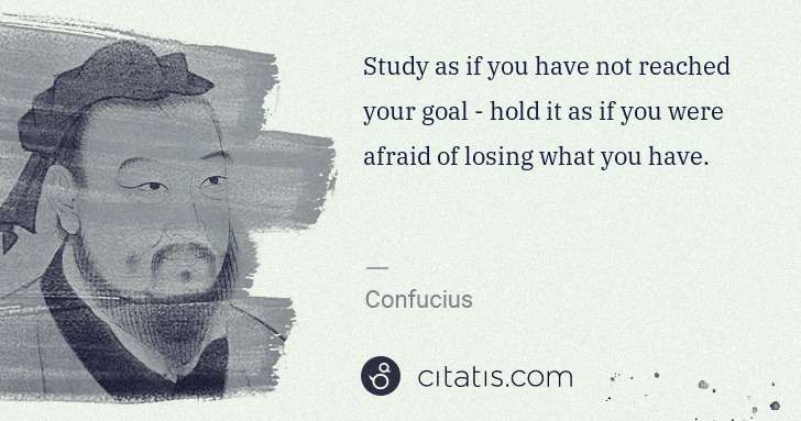 Confucius: Study as if you have not reached your goal - hold it as if ... | Citatis