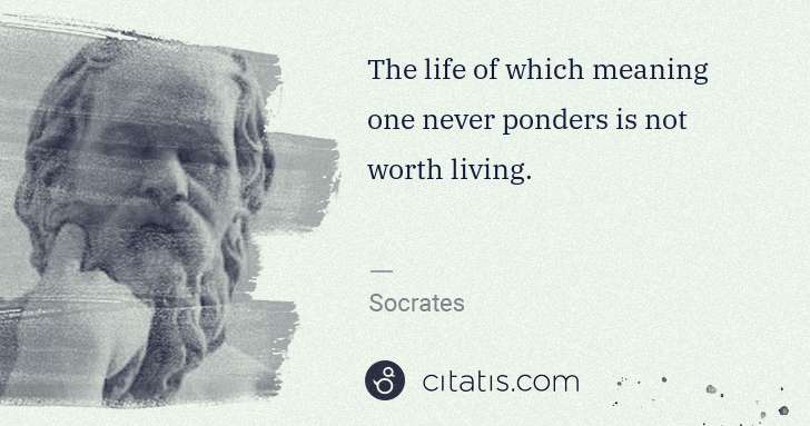 Socrates: The life of which meaning one never ponders is not worth ... | Citatis