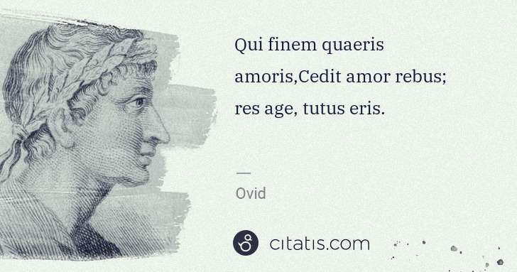 Ovid: Qui finem quaeris amoris,Cedit amor rebus; res age, tutus ... | Citatis