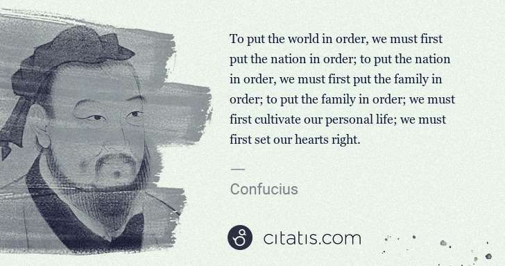 Confucius: To put the world in order, we must first put the nation in ... | Citatis