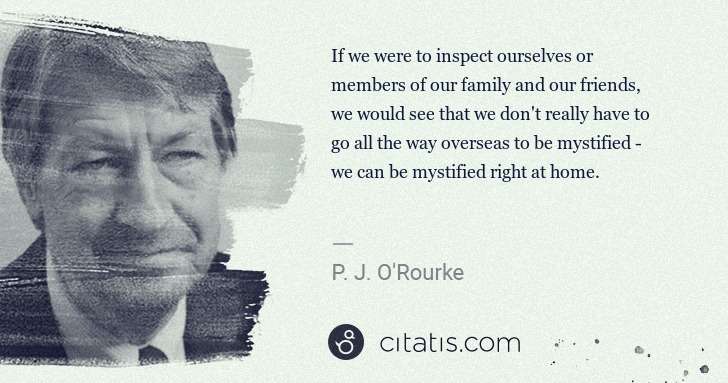 P. J. O'Rourke: If we were to inspect ourselves or members of our family ... | Citatis