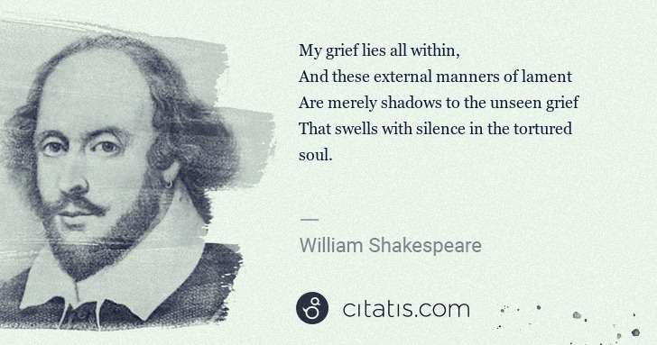 William Shakespeare: My grief lies all within,
And these external manners of ... | Citatis